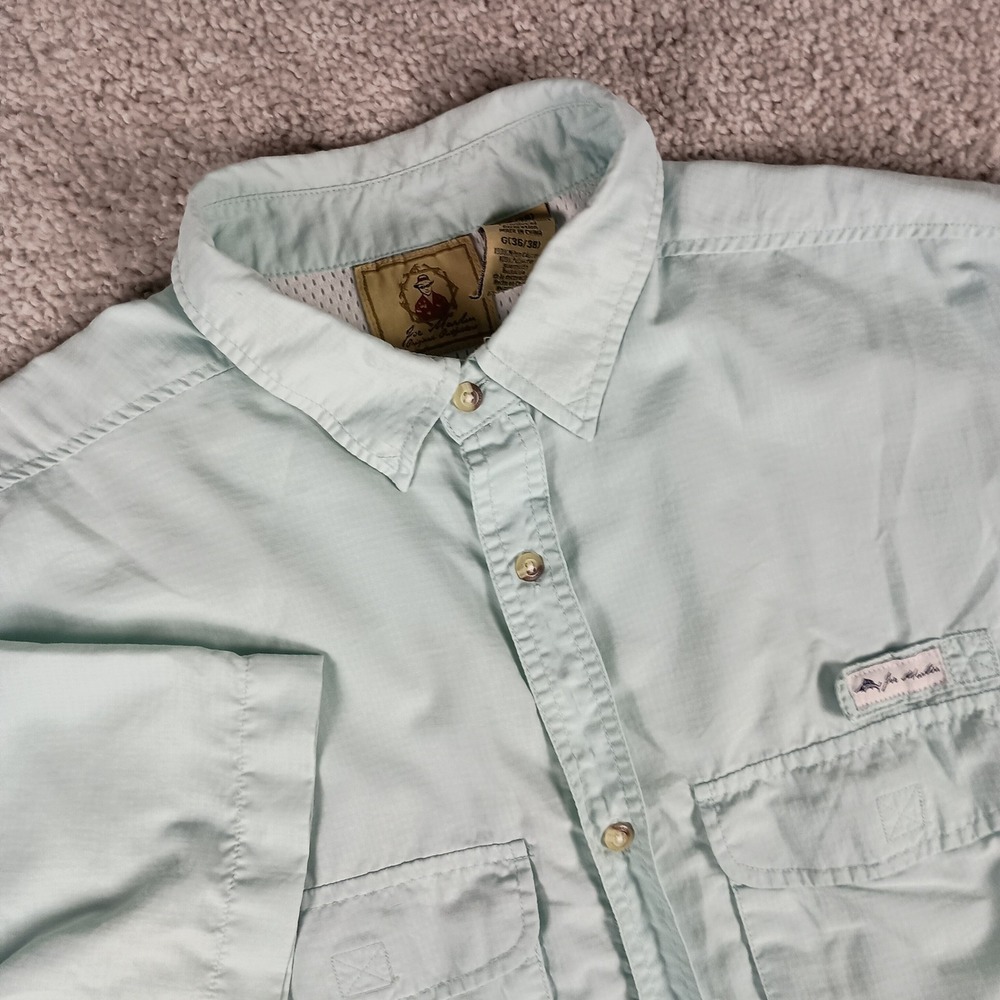 Joe Marlin Large Mens Mint Green Vented Mesh Lined Fishing Button Down Shirt